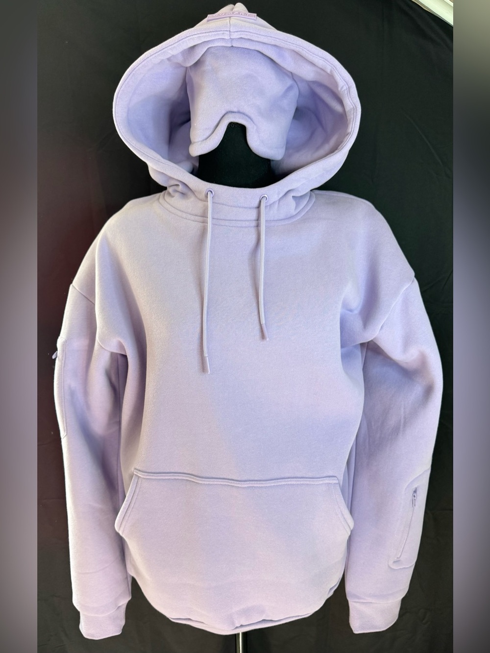 NWOB Comfrt Oversized Lavender Airplane Mode Travel Pullover Hoodie Size Small